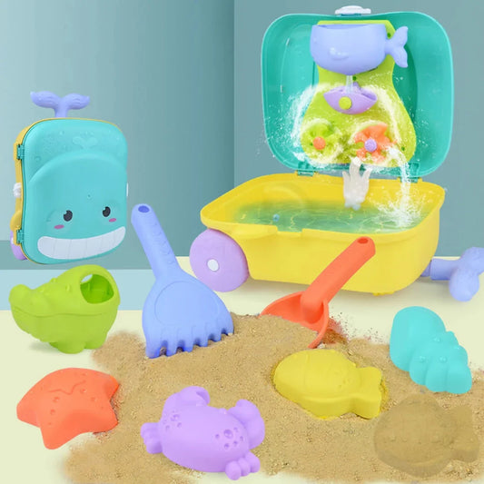 Children playing with sand and water toys from the Kids' Summer Beach Sand Play Set