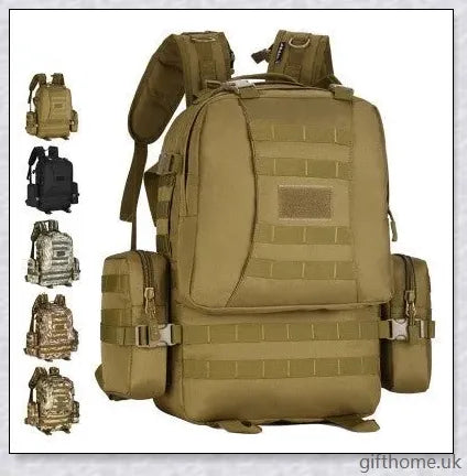 Rugged 50L outdoor camping backpack with durable nylon construction, waterproof lining, and adjustable straps for comfortable all-day wear
