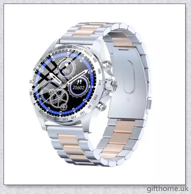 Premium Business Smart Watch with Heart Rate and Blood Pressure Monitoring, Crafted with Alloy and Leather for Sophisticated Style and Advanced Health Tracking