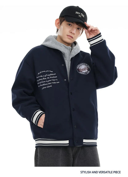 American Retro Embroidered Baseball Jacket with Vintage-Inspired Design and Relaxed Fit