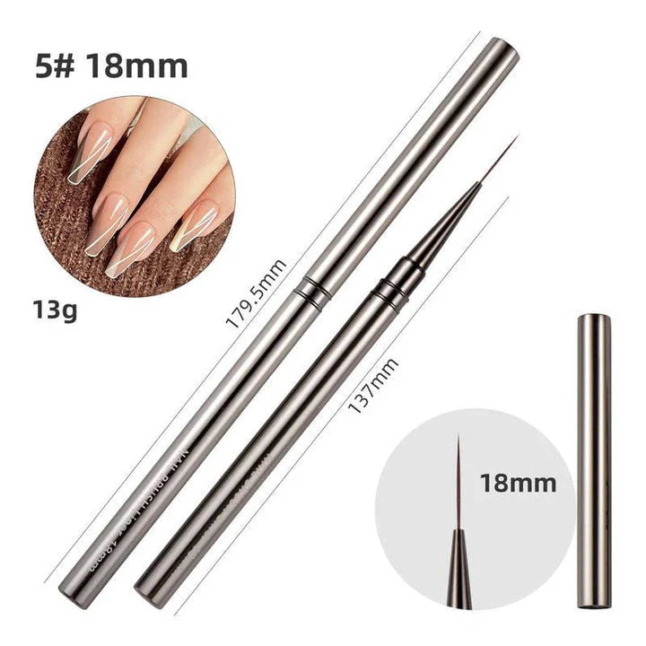 Premium metal nail art brushes in various sizes for intricate designs and patterns