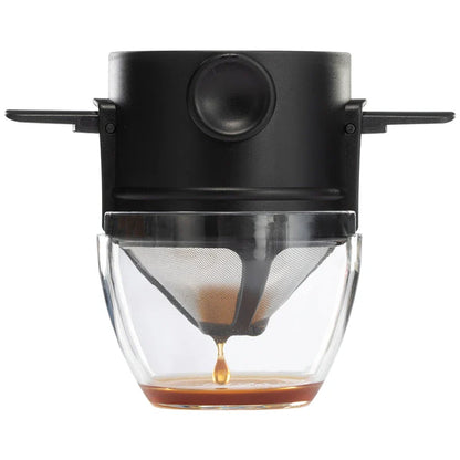 Portable hand drip coffee filter cup in various colours, a compact and lightweight device for brewing delicious coffee on the go