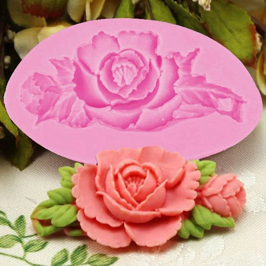 Rose-shaped eco-friendly silicone baking mould in various pastel colours