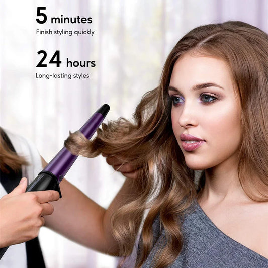 Pro Conical Curling Wand with ceramic barrel and adjustable temperature settings for salon-quality curls at home