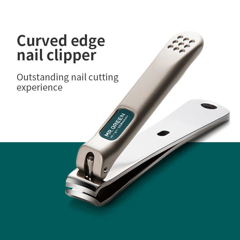 Sophisticated stainless steel manicure set with vibrant colour accents and compact travel case