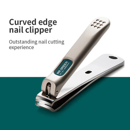 Sophisticated stainless steel manicure set with vibrant colour accents and compact travel case