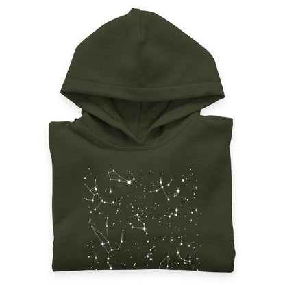 Kids' Constellation Stars Hoodie in Dark Gray Heather, made with premium Airlume cotton blend for cosy comfort