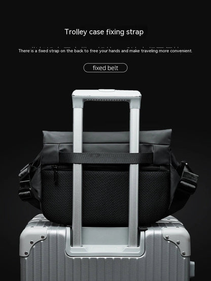 A sleek, minimalist crossbody bag with a mechanical-inspired design, crafted from premium PVC for durability and breathability.