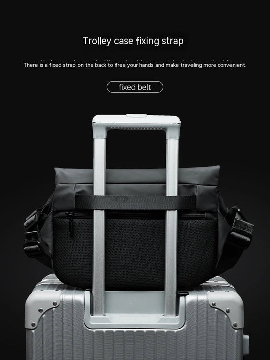 A sleek, minimalist crossbody bag with a mechanical-inspired design, crafted from premium PVC for durability and breathability.
