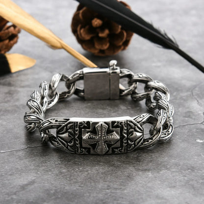 Stainless steel bracelet with a sleek cross design, a versatile and fashionable accessory for any occasion