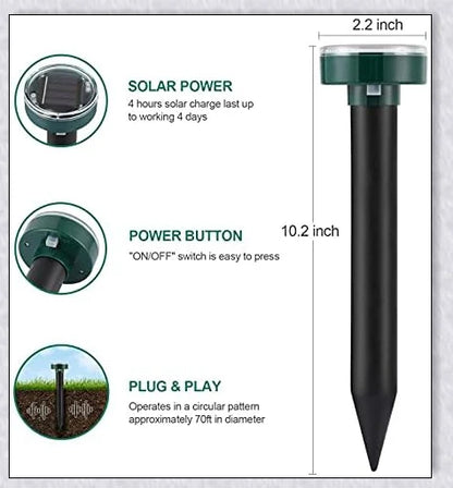 Premium solar-powered snake repellent device with ultrasonic waves for effective pest deterrence in UK gardens