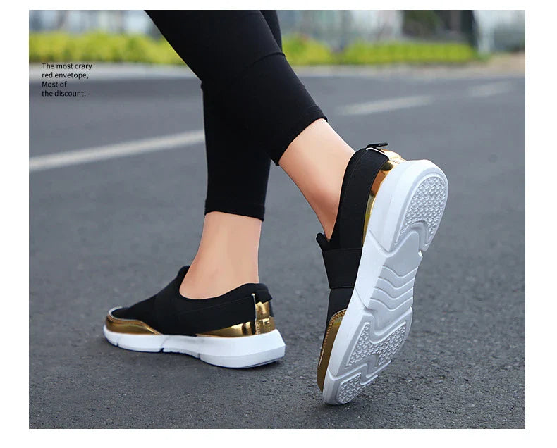 Lightweight ladies' casual slip-on shoes with breathable mesh upper and non-slip sole