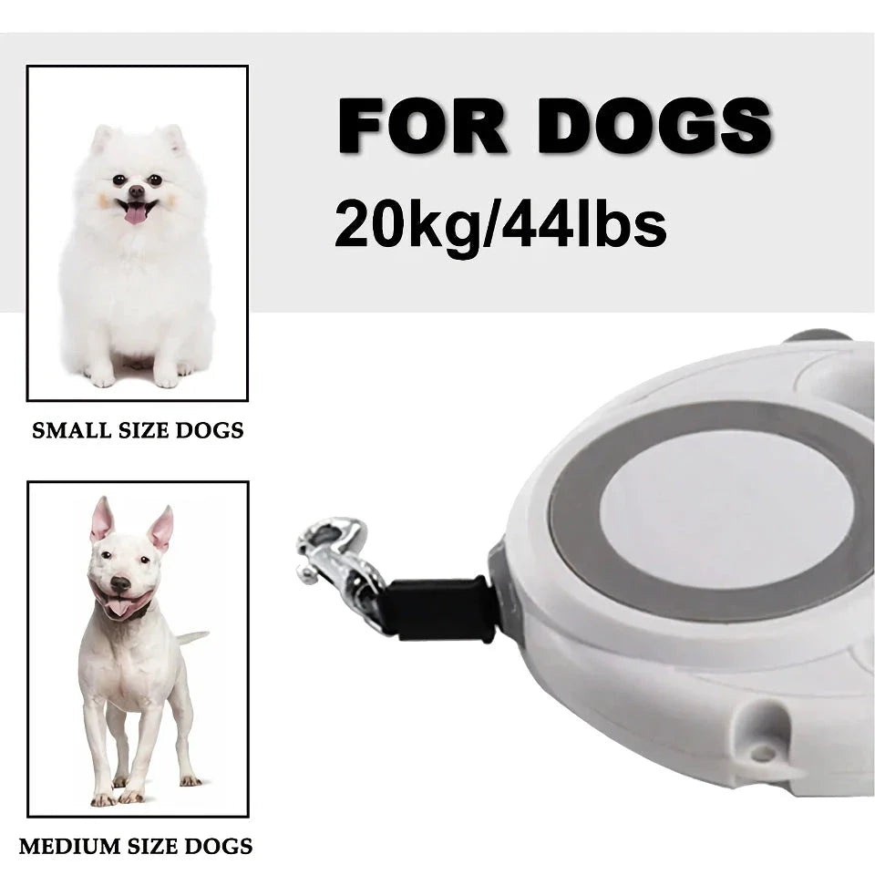 Premium 5m retractable dog leash with anti-slip handle and one-handed brake for small to medium dogs