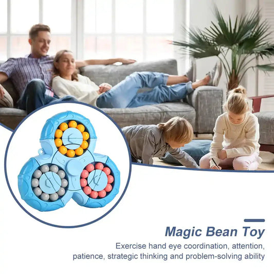 Colourful rotating puzzle cube designed to boost IQ, enhance concentration, and provide stress relief for children and adults.