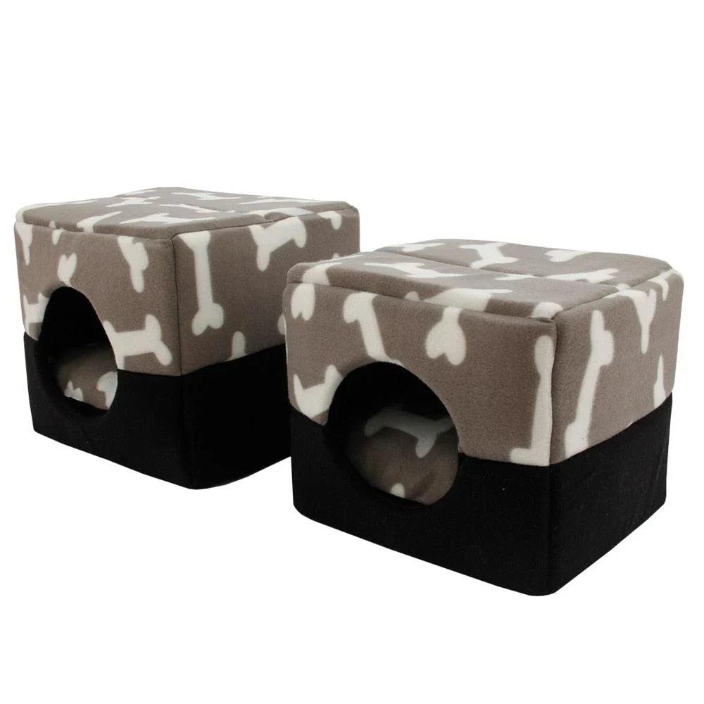 Premium pet bed with a charming bone print design, offering soft, breathable comfort and support for your canine companion