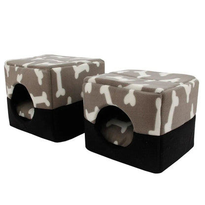 Premium pet bed with a charming bone print design, offering soft, breathable comfort and support for your canine companion