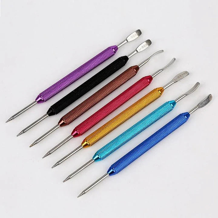 Premium stainless steel latte art pen with double-ended design for creating intricate coffee art patterns