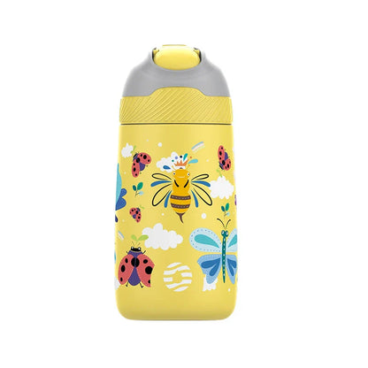 Premium children's vacuum insulated water bottle with straw in blue colour