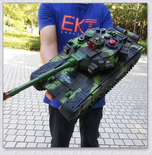 Remote-controlled military tank with flexible tracks, realistic sound effects, and firing simulation for thrilling battles and outdoor adventures