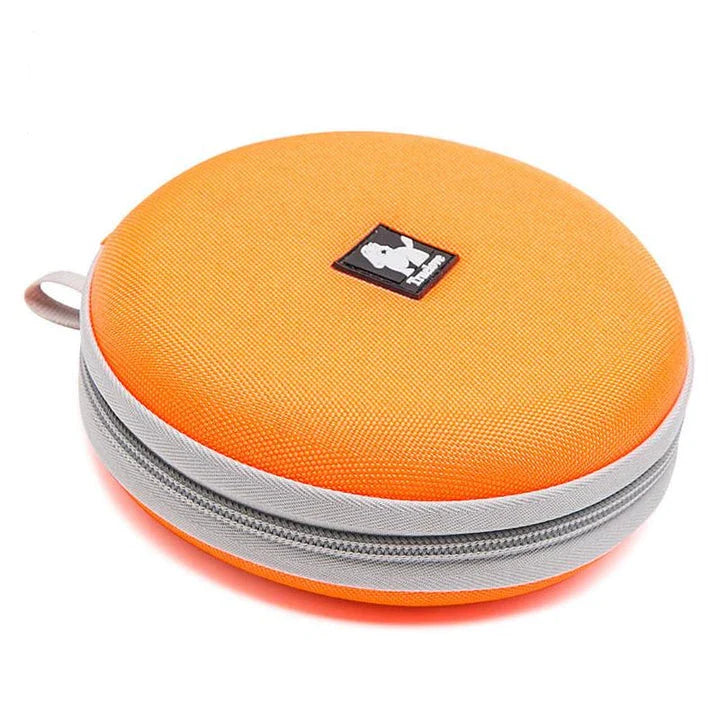 Premium collapsible dog bowl with dual compartments for food and water, made of durable 900D oxford fabric and waterproof nylon lining