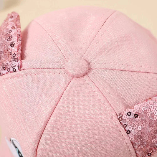 Stylish kids' baseball cap with adorable cat ear design, provides sun protection and comfortable adjustable fit