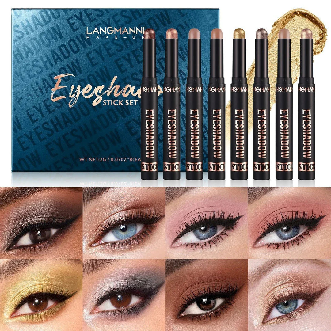 Premium 8-Colour Eye Shadow Stick Palette with Smudge-Resistant Formula for Flawless, Long-Lasting Eye Makeup