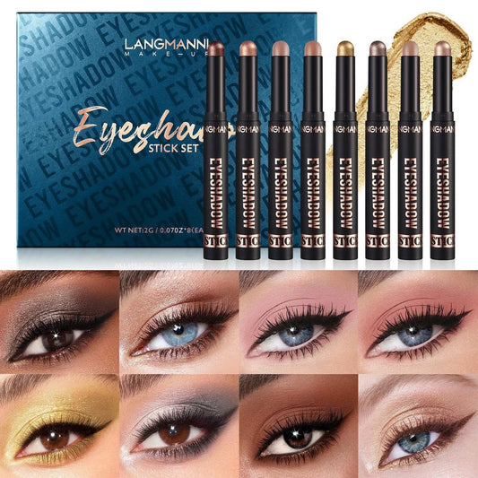 Premium 8-Colour Eye Shadow Stick Palette with Smudge-Resistant Formula for Flawless, Long-Lasting Eye Makeup