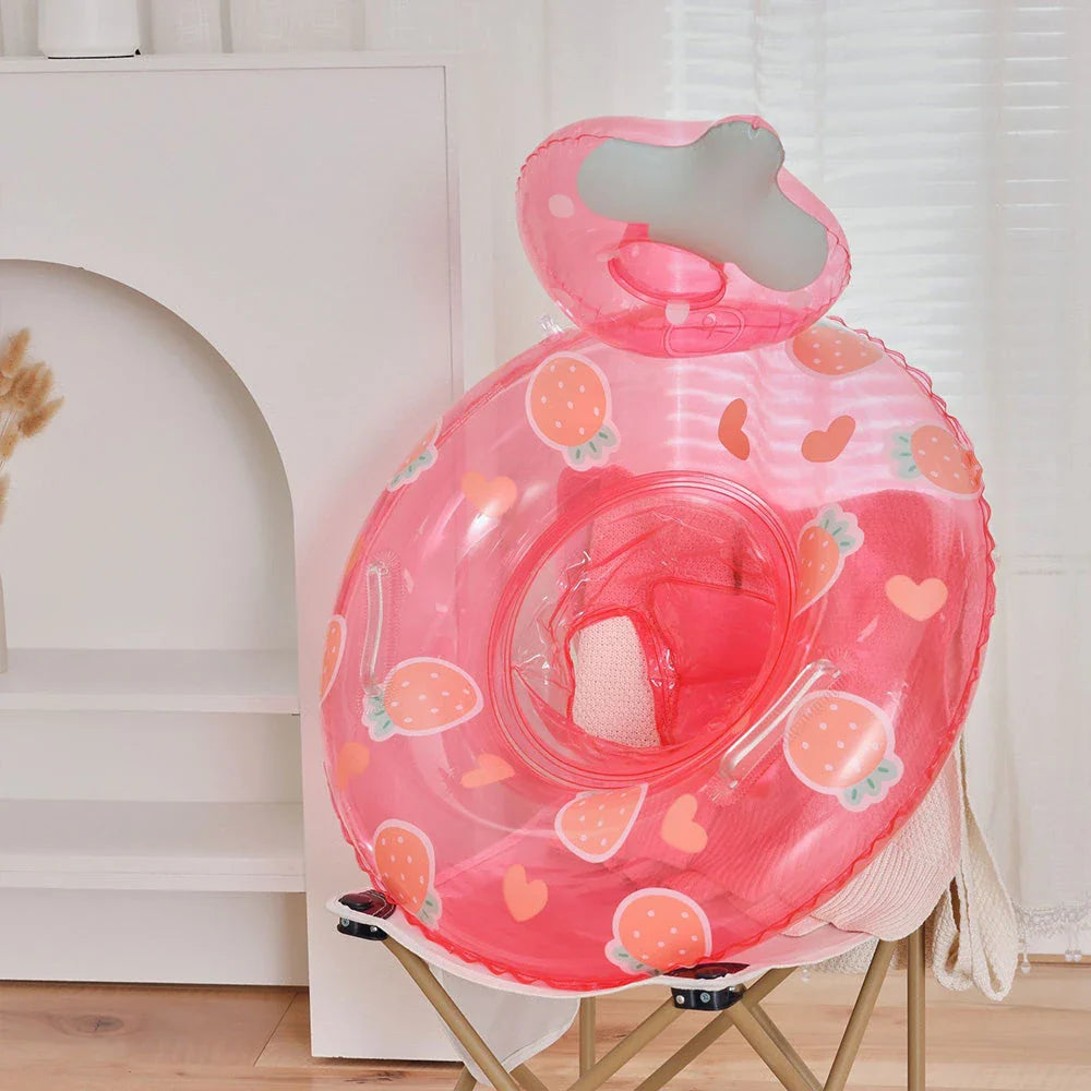 Vibrant inflatable baby swim ring with double handles and anti-leakage design for safe and enjoyable water play
