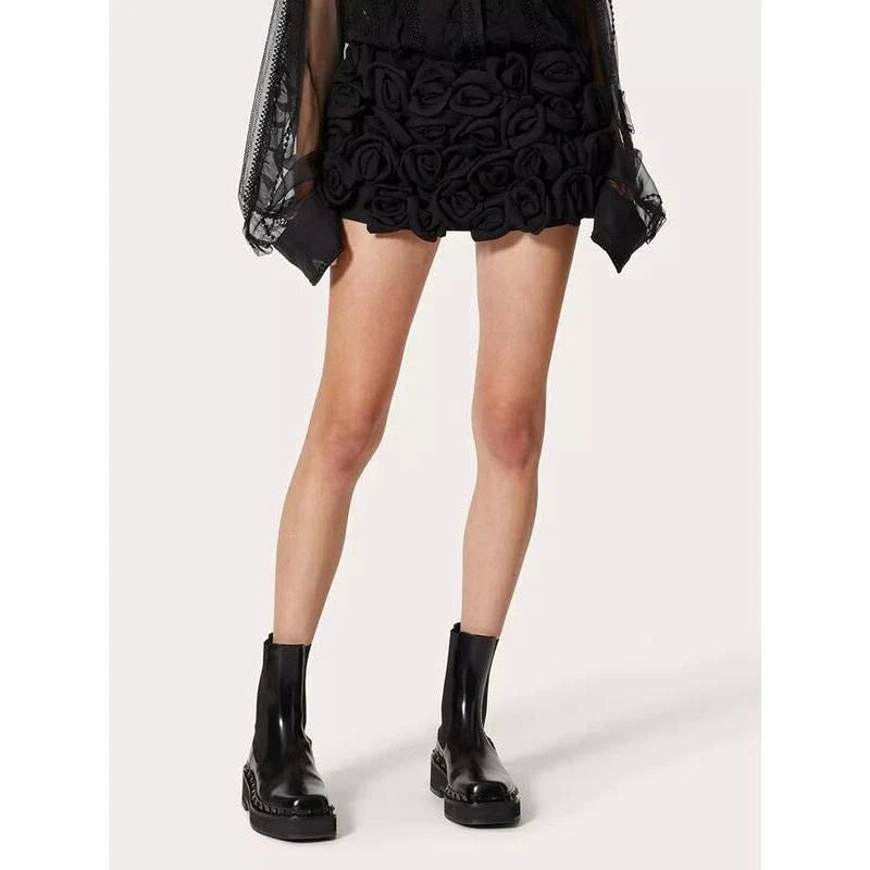 Premium High-Waist Patchwork Applique Slimming Shorts for Women in Red, featuring a flattering silhouette and unique feminine design.
