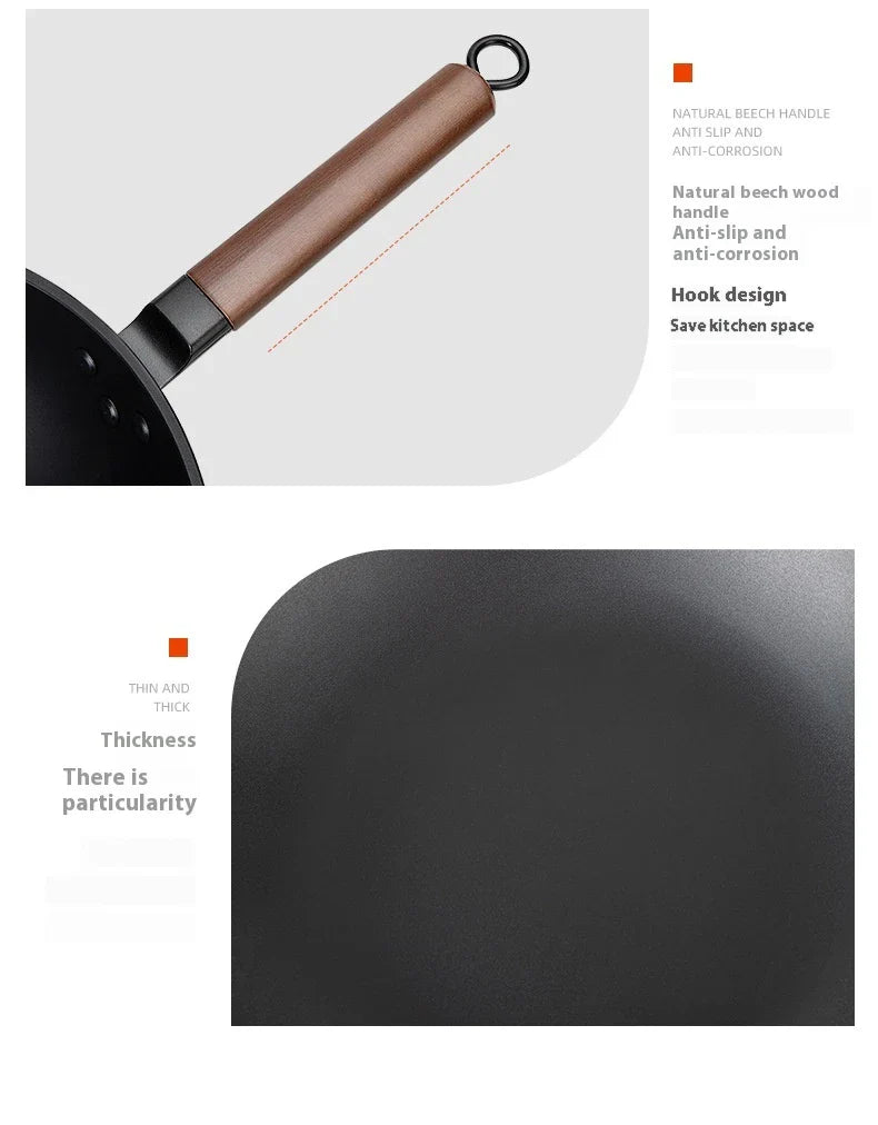 Premium quality refined iron wok with sleek, modern design for versatile cooking tasks
