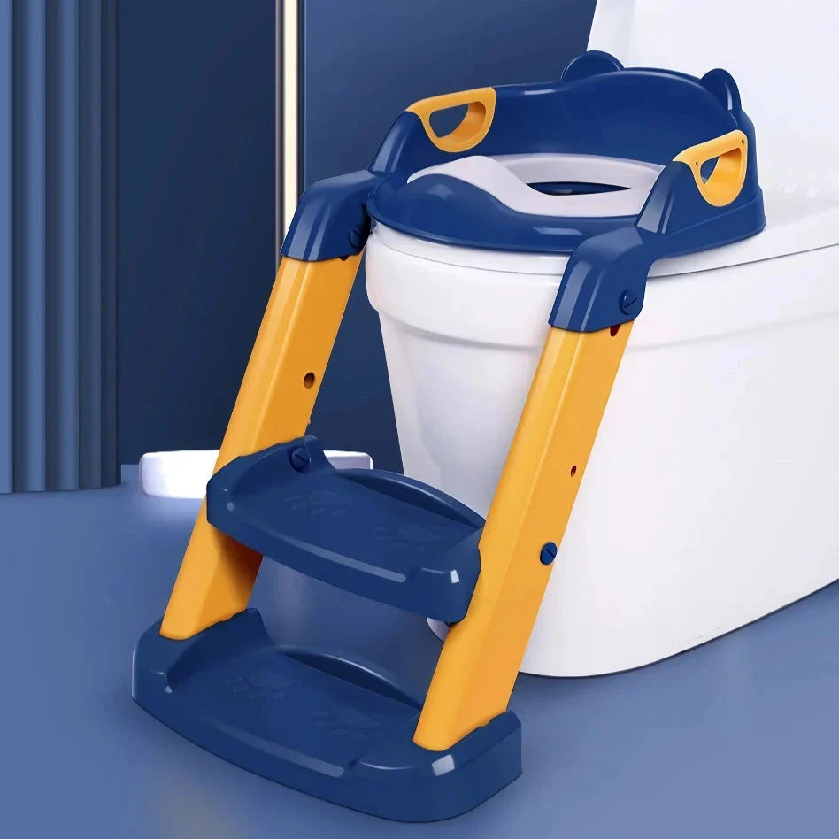 Adjustable potty training seat with cartoon patterns and folding design for children