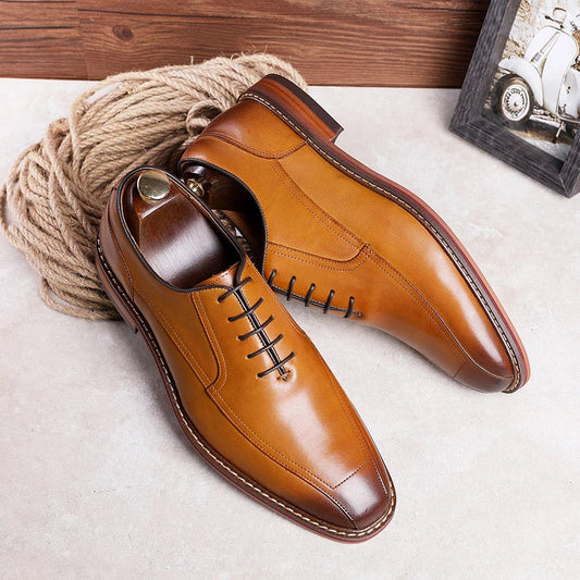 Stylish genuine leather retro shoes for men, featuring a premium cowhide upper and composite sole for long-lasting quality and comfort.