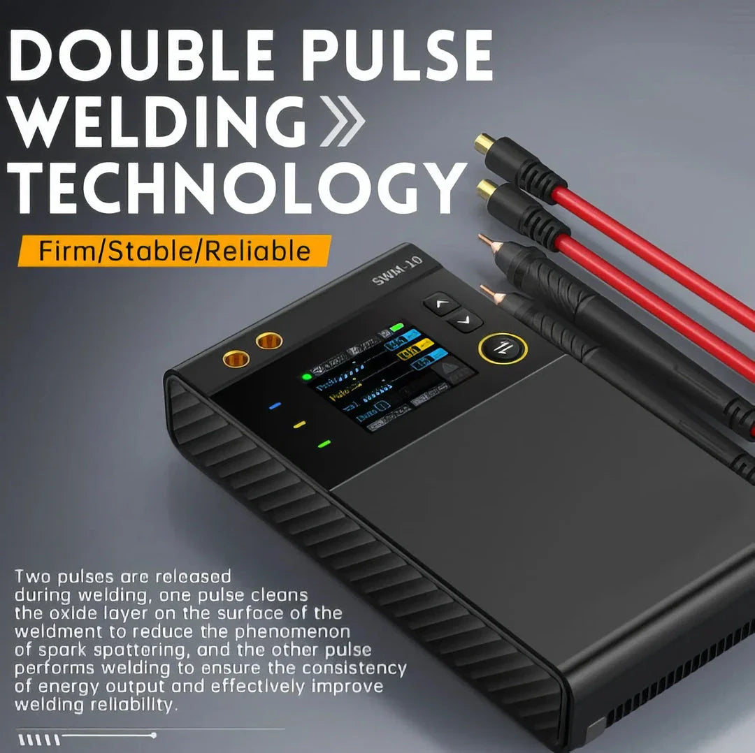 SWM-10 Portable Battery Spot Welder with high-definition LCD screen and intelligent temperature control