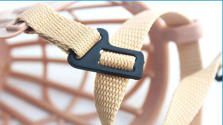 Premium brown plastic dog muzzle basket with adjustable straps for secure and comfortable fit