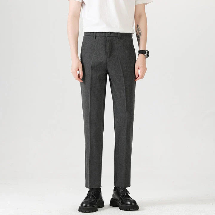 Men's sophisticated stretch trousers with tailored pencil fit, available in a range of classic colours