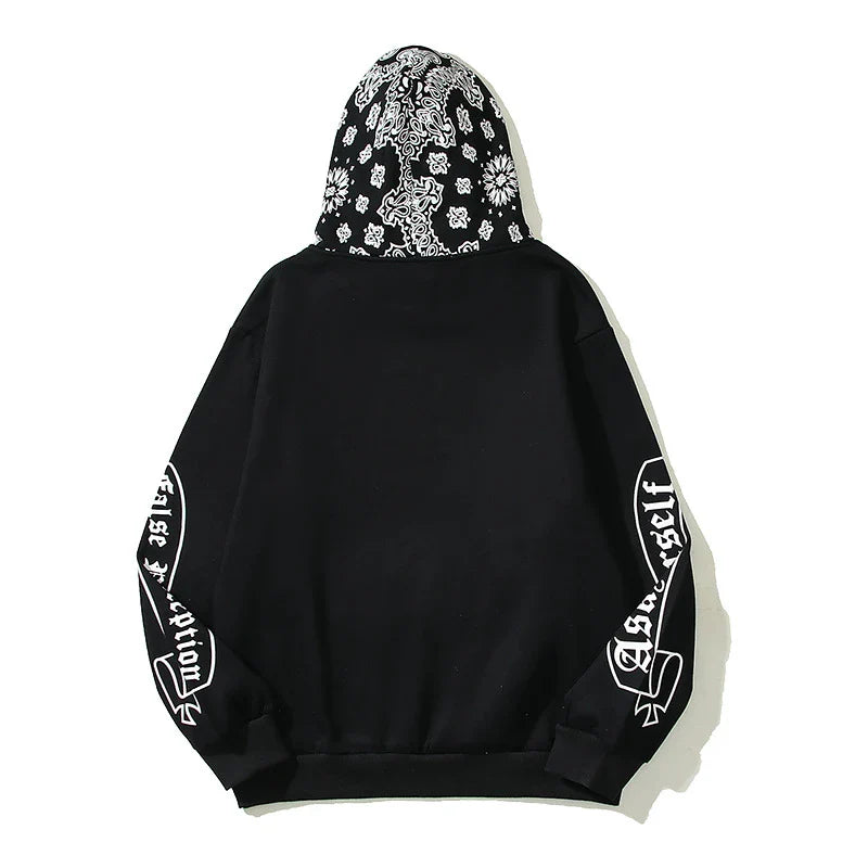 A cosy, fleece-lined hoodie with a classic paisley pattern, a relaxed fit, and practical side pockets for easy style and comfort.