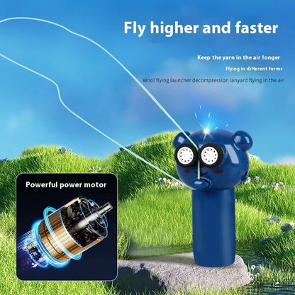 Illuminating rope-driven electric propeller cat toy in blue, with glowing rope and spinning propeller to captivate and entertain your feline companion.