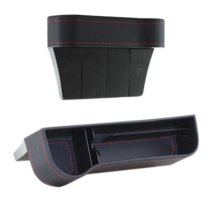 Dual Car Seat Organiser Set with various compartments and storage spaces for keeping car essentials organised