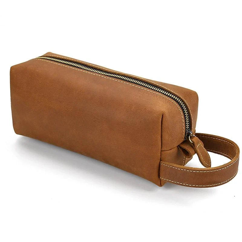 Premium leather clutch bag with multiple interior pockets, designed for the sophisticated British gentleman