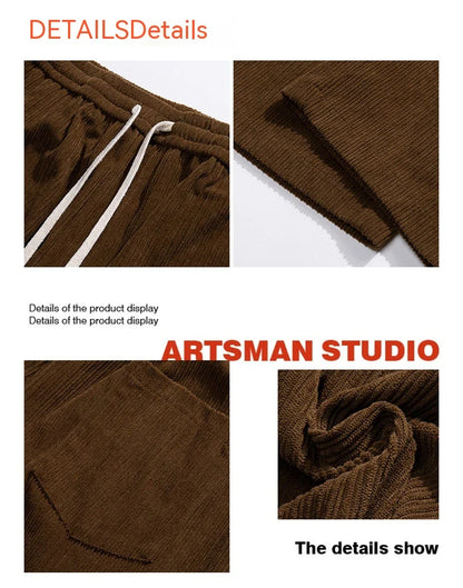 Premium fleece-lined corduroy trousers in a range of versatile colours, featuring a relaxed, straight-leg silhouette for a sophisticated, comfortable look.