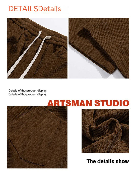 Premium fleece-lined corduroy trousers in a range of versatile colours, featuring a relaxed, straight-leg silhouette for a sophisticated, comfortable look.
