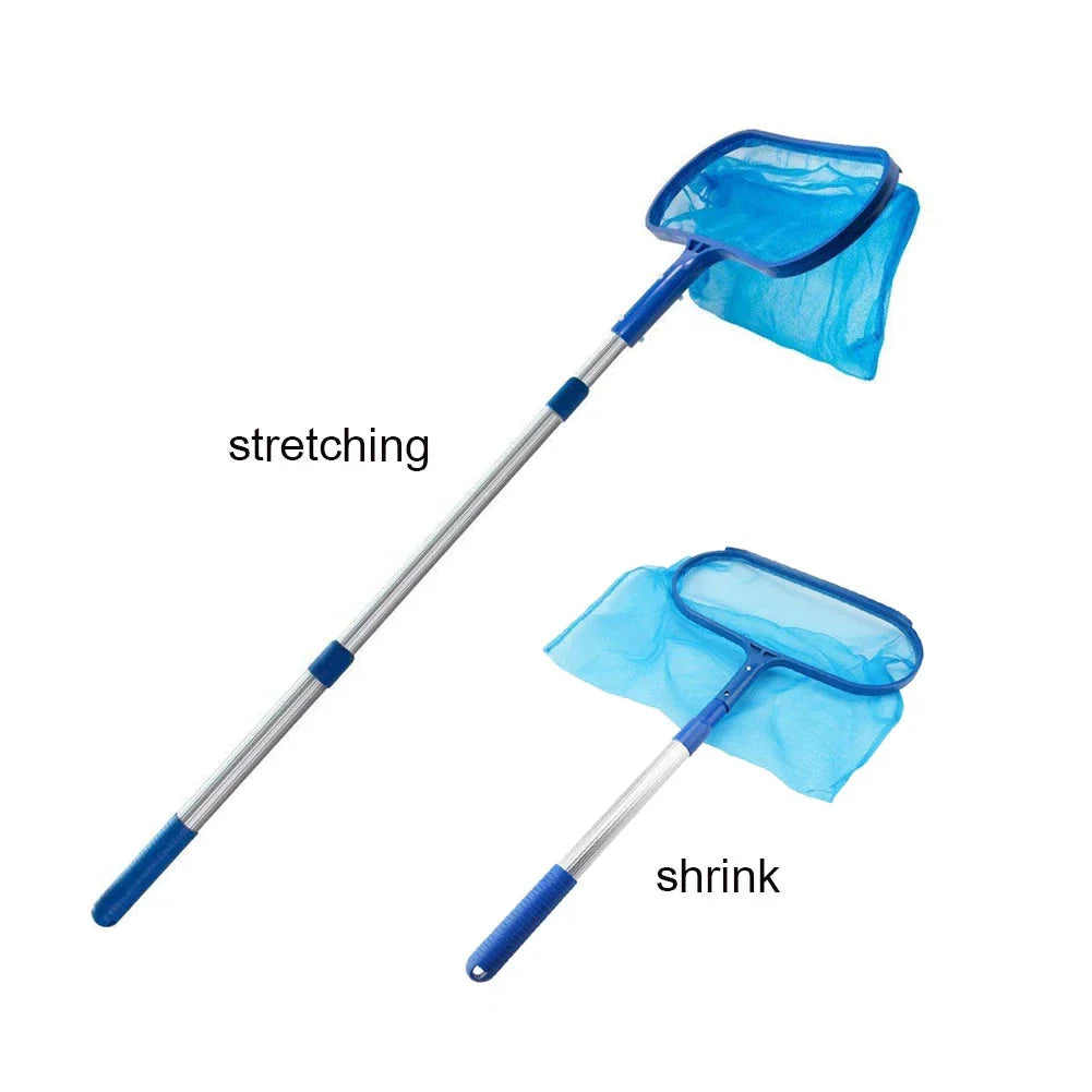Premium Leaf Rake with Telescopic Pole for Effortless Pool Cleaning - Durable Aluminium Construction, Deep Bag Skimmer Net, Adjustable Reach