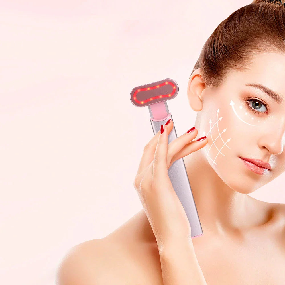 EMS Eye Beauty Device with 360° rotating massage head, microcurrent technology, and warm compress therapy for rejuvenating the eye area