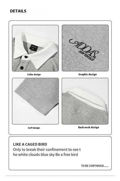 Melange grey polo shirt with contrast stitching, designed and made in Britain for comfortable summer wear