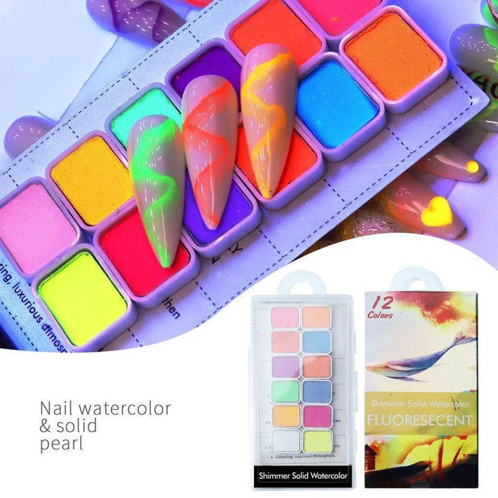 Sparkling iridescent, holographic, and chameleon nail art powder in various vibrant colours