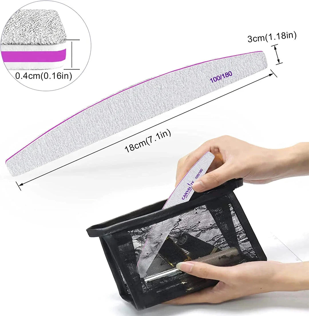 Premium double-sided emery board nail files with 100/180 grit for shaping and smoothing nails