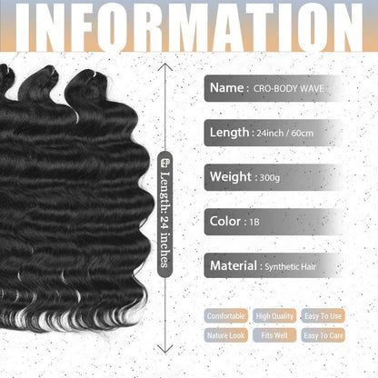 Premium 24-inch body wave crochet hair extensions in ombre blonde shade