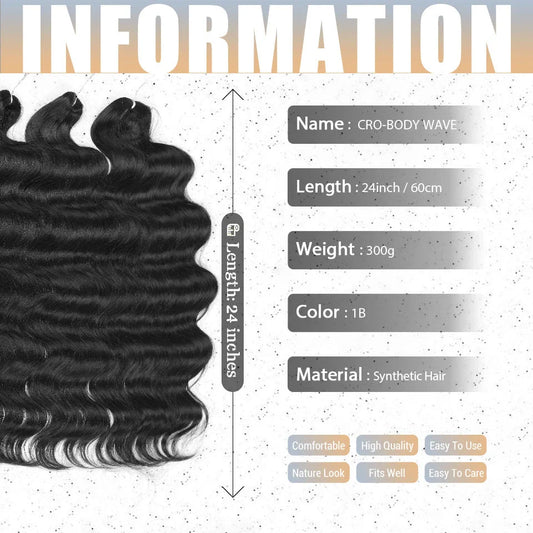 Premium 24-inch body wave crochet hair extensions in ombre blonde shade
