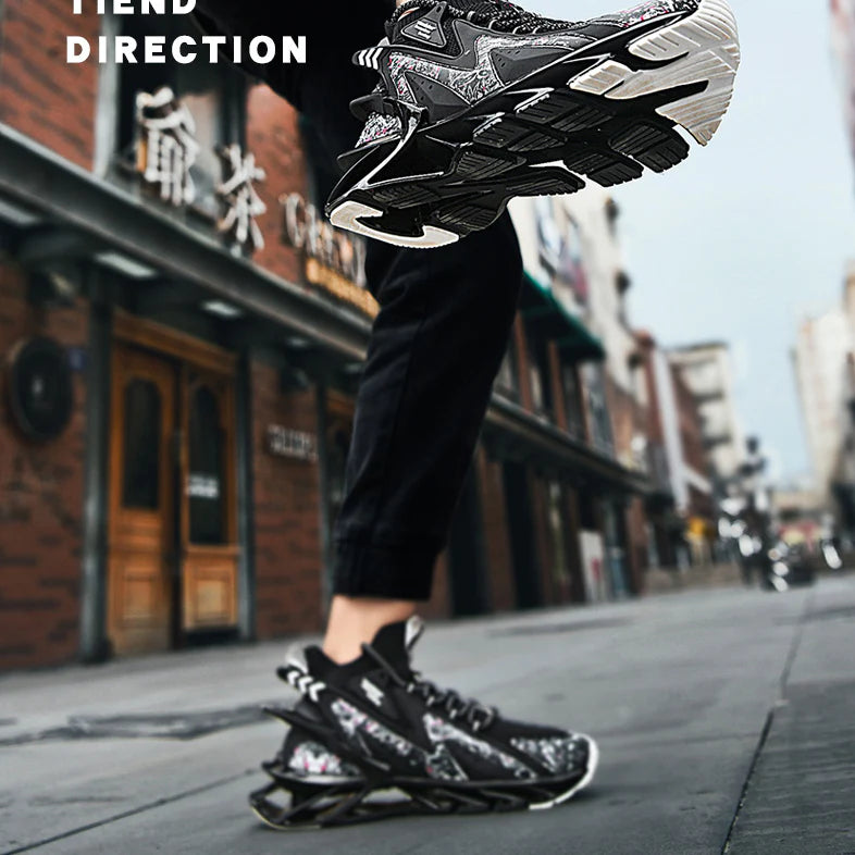 Premium sports trainers with breathable mesh upper and thick, shock-absorbing soles