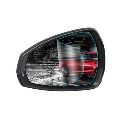 Car side mirror rainproof stickers providing clear visibility in wet weather conditions